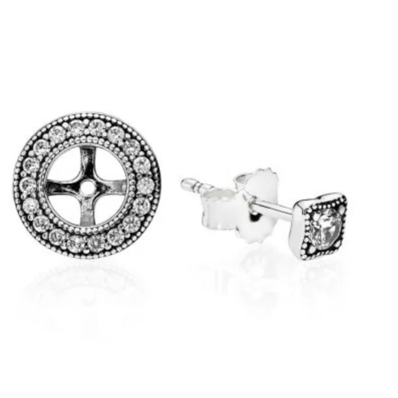 Pandora vintage allure earrings,  clear cubic zirconia - Picture 2 of 4